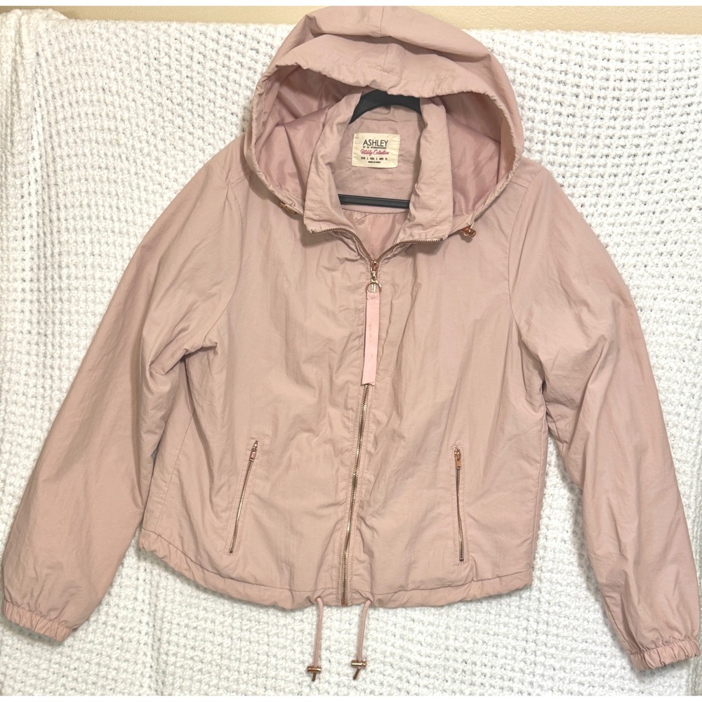 Ashley by 26 International Utility Pink Hooded Zip Up Jacket Women's L - Picture 1 of 4